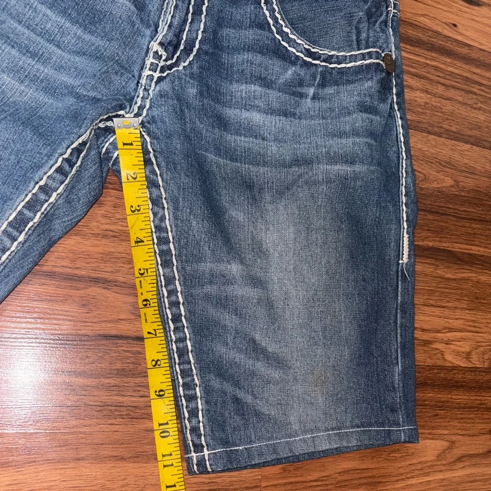 Vintage True Religion Jean Shorts - Blue Denim with Signature Stitching - Picture 3 of 5